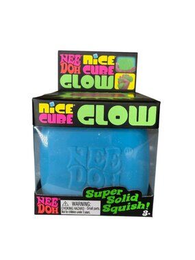 Blue NeeDoh Nice Cube Glow Squeeze Schylling Super Solid Squish NEW